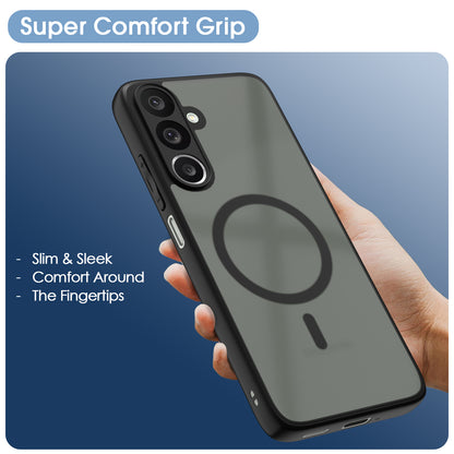 Pikkme Samsung Galaxy M36 5G Eagle 2 Mag-Safe Smoke Shockproof Hard Transparent Back Cover (Black)