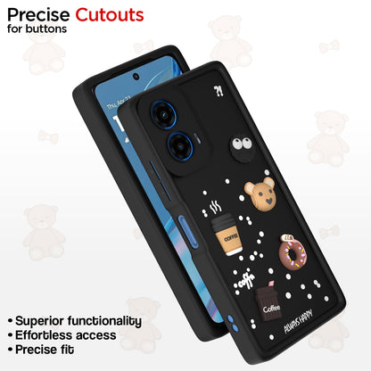 Pikkme Motorola Moto G45 5G Cute Fun Cartoon 3D Bear Coffee Back Cover (Black)