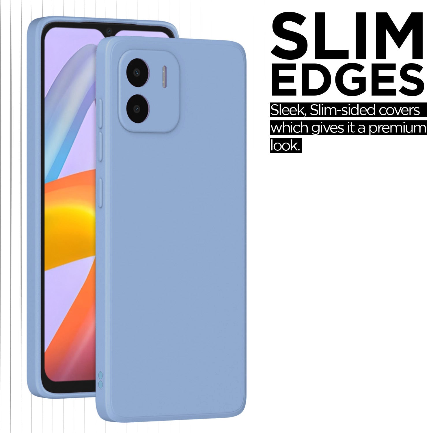 Pikkme Redmi A1 / Redmi A2 Soft Matte Liquid Silicone Back Cover (Aqua Blue)