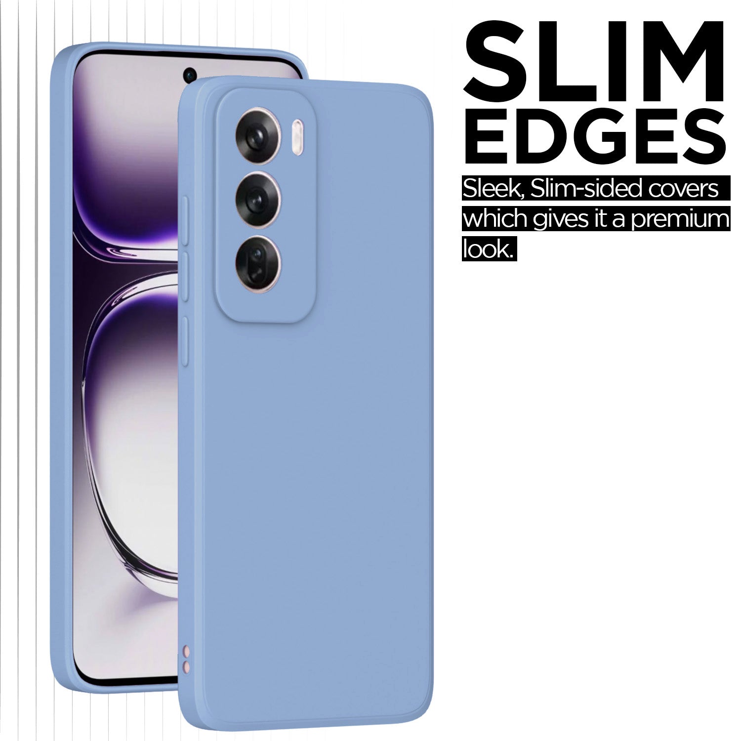 Pikkme Oppo Reno 12 Pro 5G Soft Matte Liquid Silicone Back Cover (Aqua Blue)