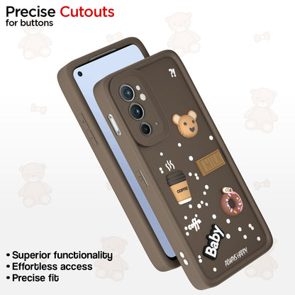 Pikkme OnePlus 9RT 5G Cute Fun Cartoon 3D Bear Coffee Back Cover (Brown)