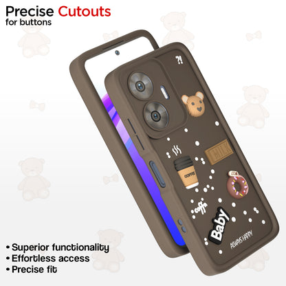 Pikkme Realme Narzo N55 / Realme C55 Cute Fun Cartoon 3D Bear Coffee Back Cover (Brown)