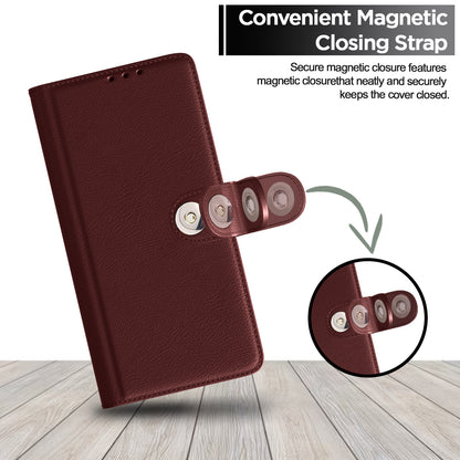 Pikkme Samsung Galaxy M32 4G / M32 Prime / F22 4G Button Flip Cover (Brown)