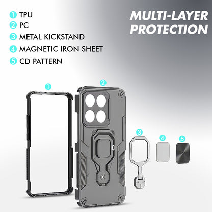 Pikkme Motorola Moto Edge 60 Pro 5G D15 Tough Armor Kisckstand Back Cover (Black)