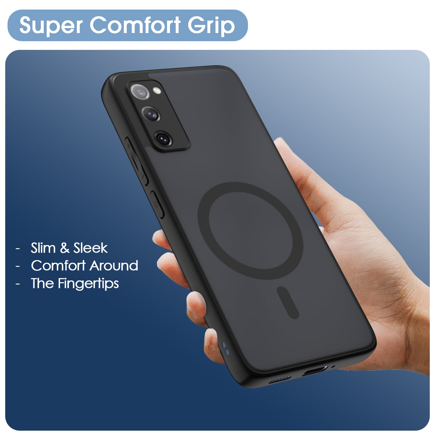 Pikkme Samsung Galaxy S20 Fe 5G Eagle 2 Mag-Safe Smoke Shockproof Hard Transparent Back Cover (Black)