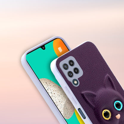 Pikkme Samsung Galaxy M32 Prime / M32 4G Kitty Back Cover (Purple)