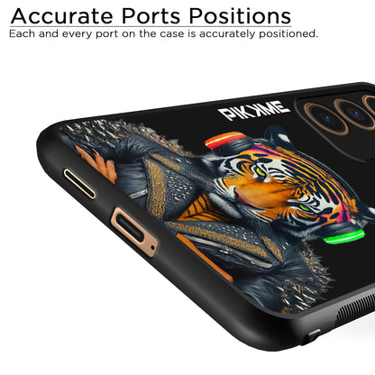 Pikkme Back Cover Pc Tpu + Printed Cool Funky Stylish Black Tiger Swag Raised Edges Camera Protection |Bumper Case For Samsung Galaxy S24 5G (Design 06)