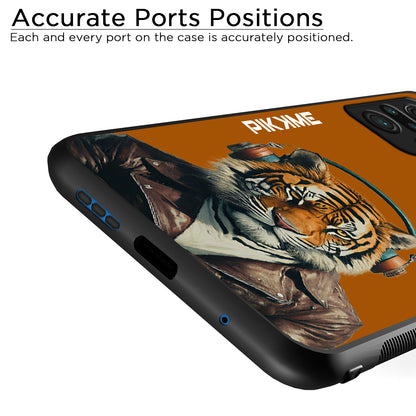 Pikkme Back Cover Pc Tpu + Printed Cool Funky Stylish Brown Tiger Swag Raised Edges Camera Protection |Bumper Case For Redmi Note 10 Pro (Design 09)