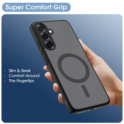 Pikkme Samsung Galaxy A36 5G Eagle 2 Mag-Safe Smoke Shockproof Hard Transparent Back Cover (Black)