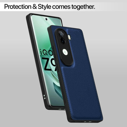 Pikkme Vivo V40e / iQOO Z9s 5G Leather Back Case | Blue
