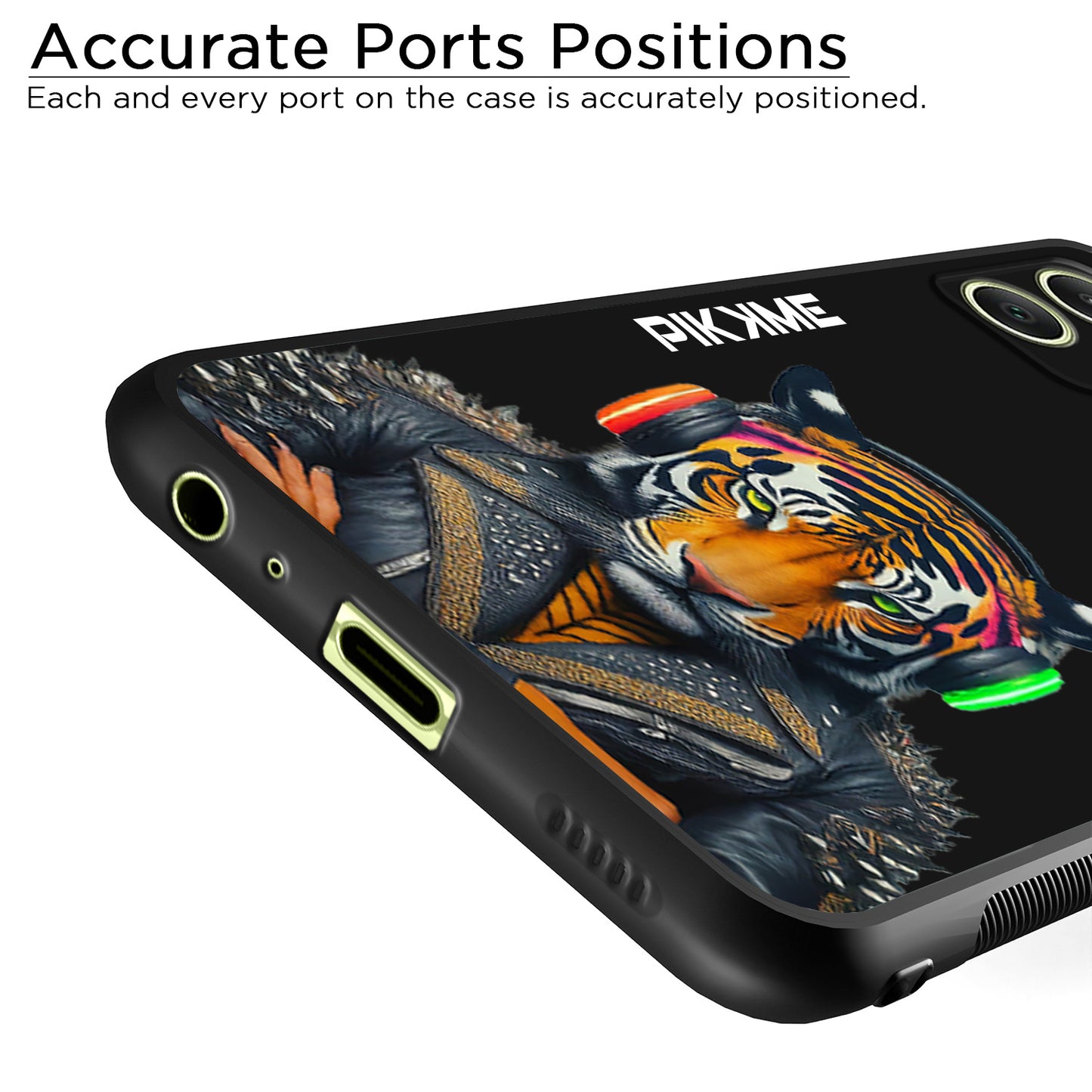 Pikkme Back Cover Pc Tpu + Printed Cool Funky Stylish Black Tiger Swag Raised Edges Camera Protection |Bumper Case For Samsung Galaxy A05 (Design 06)