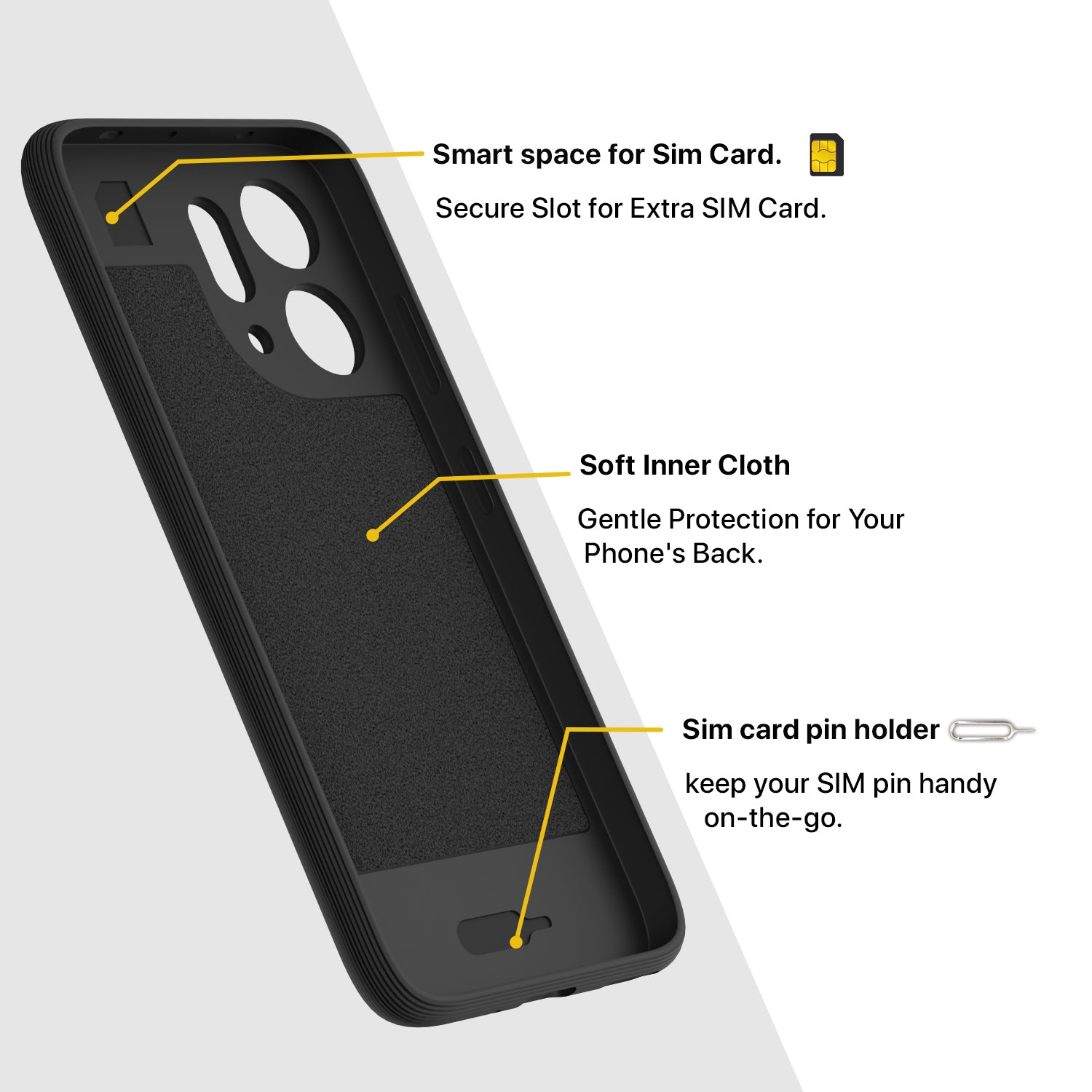 Pikkme Oppo Reno 14 5G Shockproof Soft Flexible Gencase Back cover (Black)