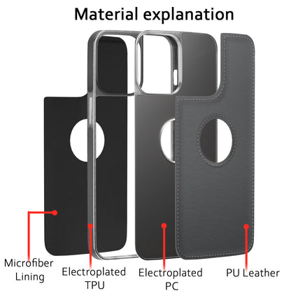 Pikkme iPhone 14 Pro Silver Electroplated Chrome Leather Back Cover (Gray)