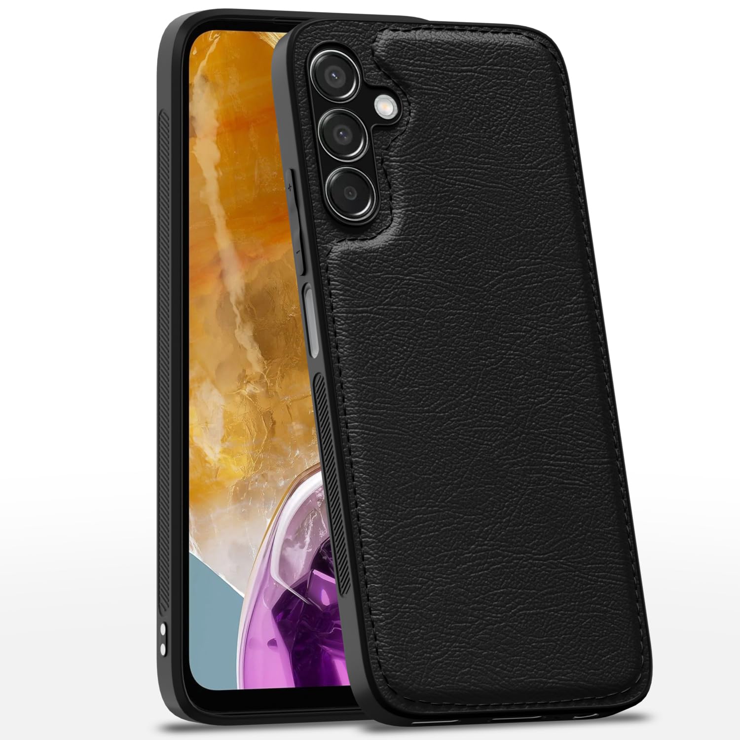 Samsung Galaxy M15 / F15 / M15 5G Leather Back Cover – Black