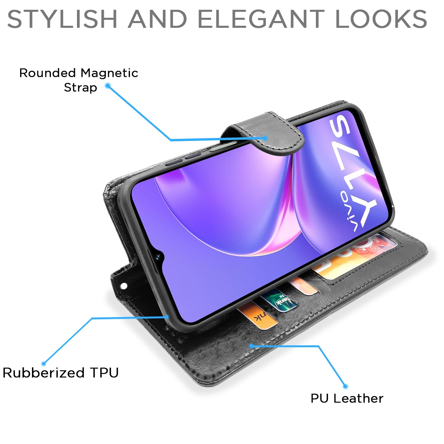 Vivo Y17s flip cover in black by Pikkme – photo 3