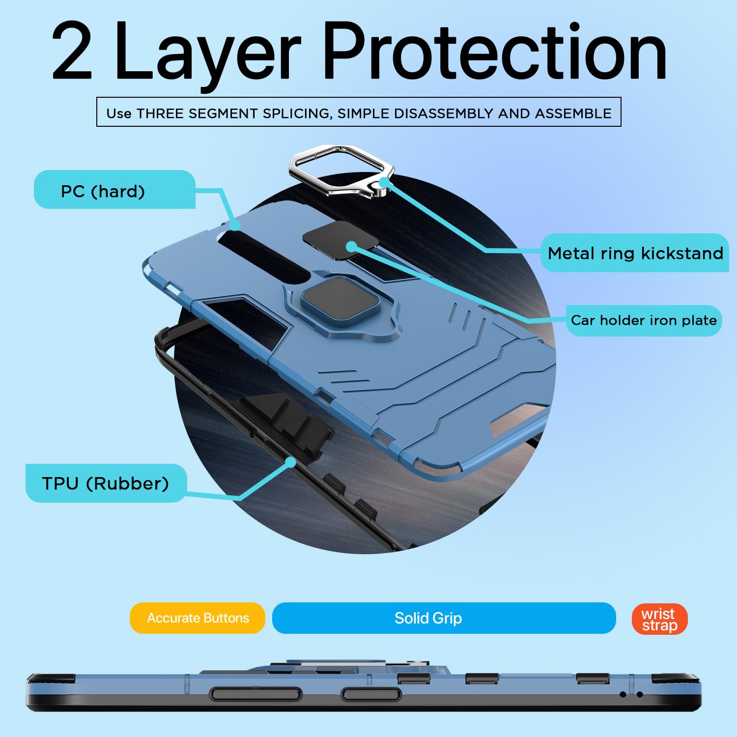 Pikkme Redmi k20 / K20 Pro D5 Tough Armor Back Cover | Blue