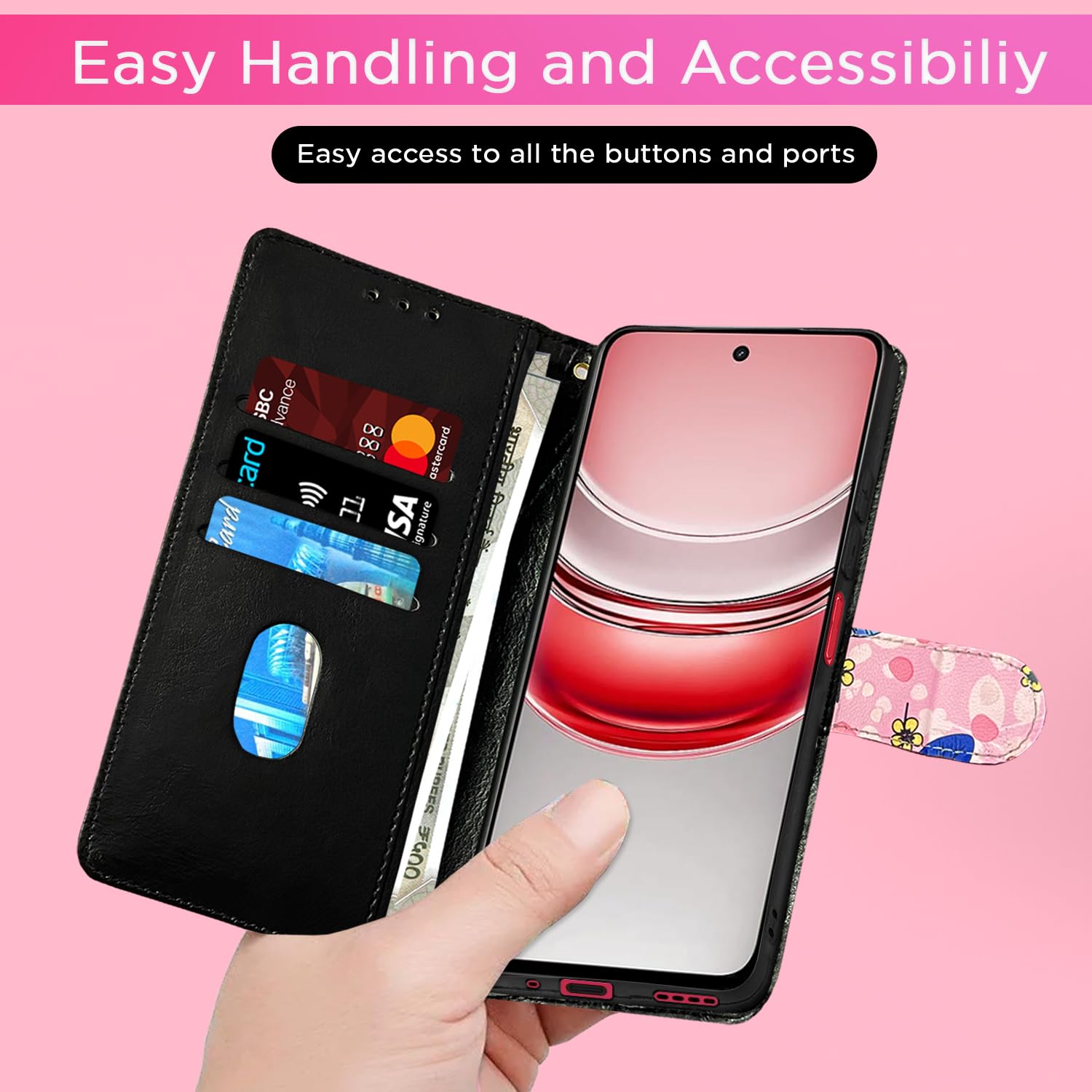 Pikkme pink flower Wallet wallet flip cover for Realme Narzo 80x/P3x/14X 5G – photo 7