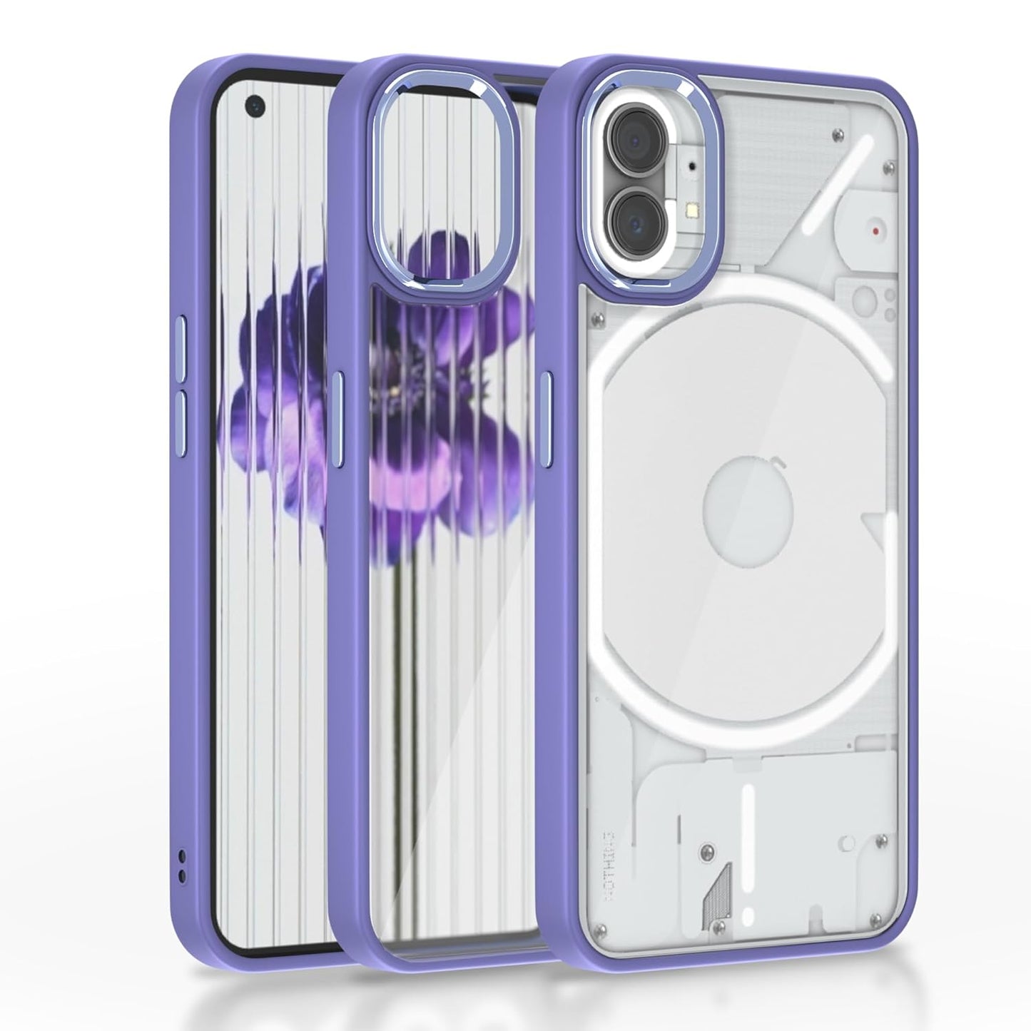 Pikkme Nothing Phone 1 Metal Chrome Ring Back Case (Purple)