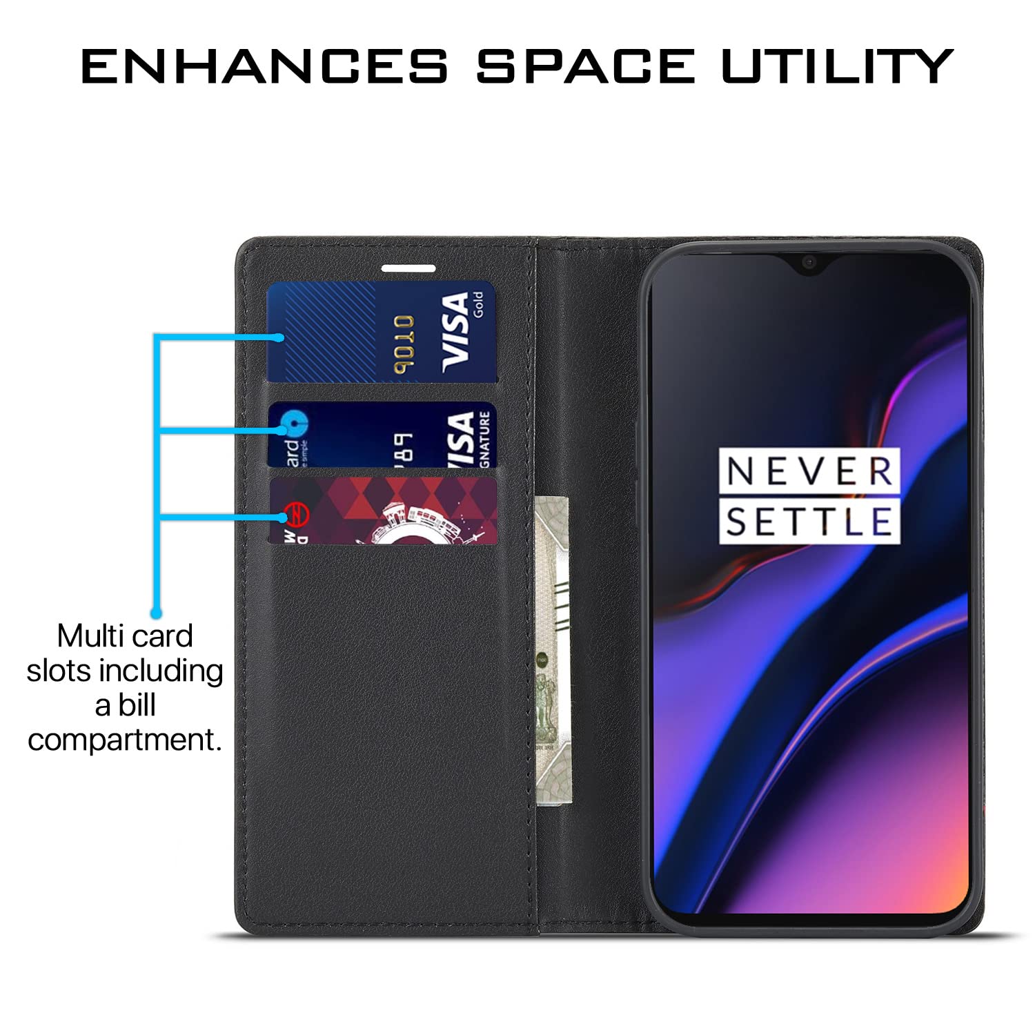 Black flip cover for OnePlus 6T – Pikkme – photo 3