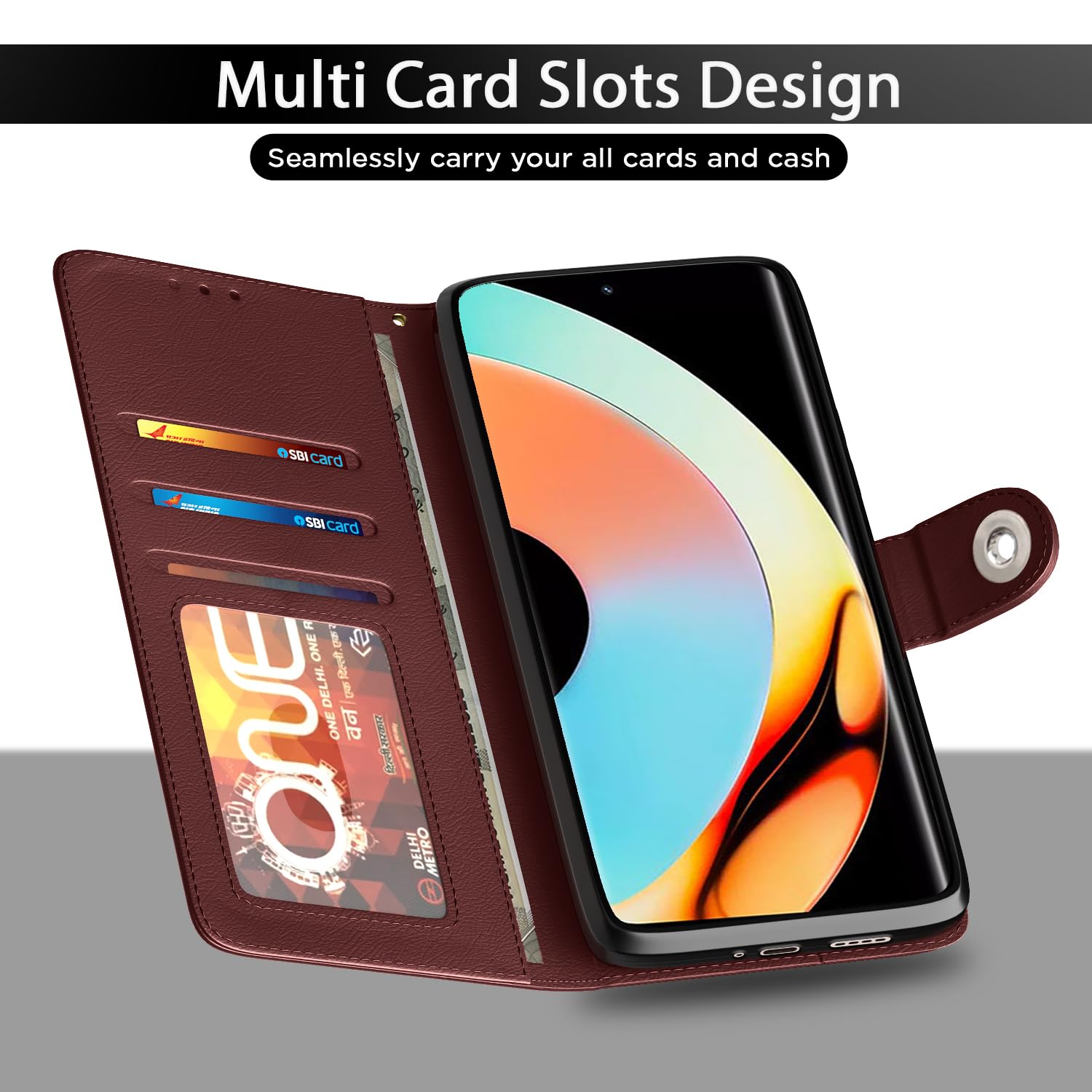 Brown Button flip case for Realme 10 Pro Plus 5G – Pikkme – photo 5