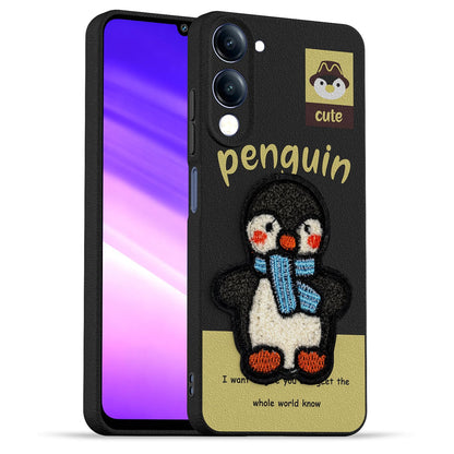 Black Plush Patch mobile cover for iQOO Z10 Lite/Vivo T4 Lite 5G – Pikkme