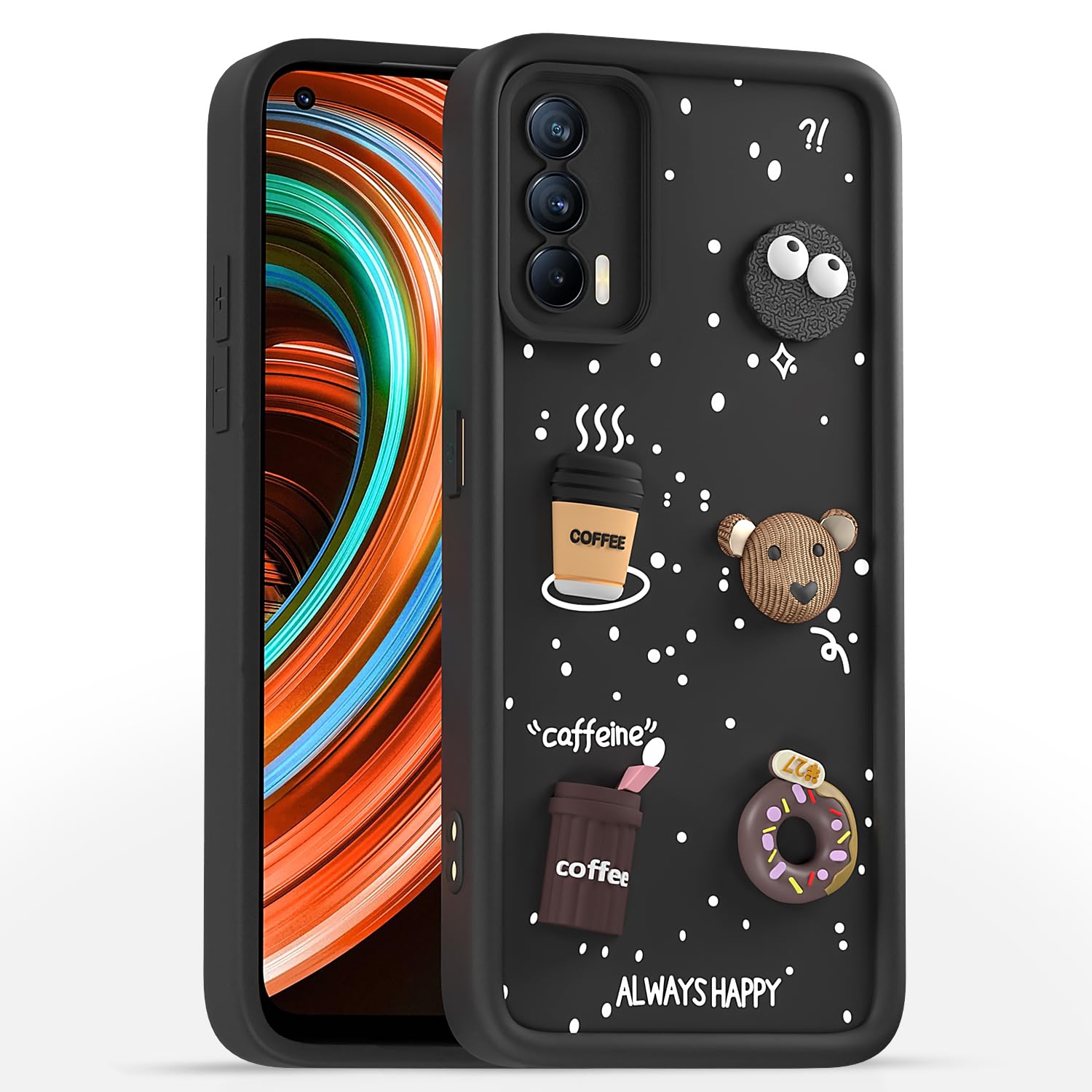 Realme X7 5G/3D mobile back cover in black by Pikkme