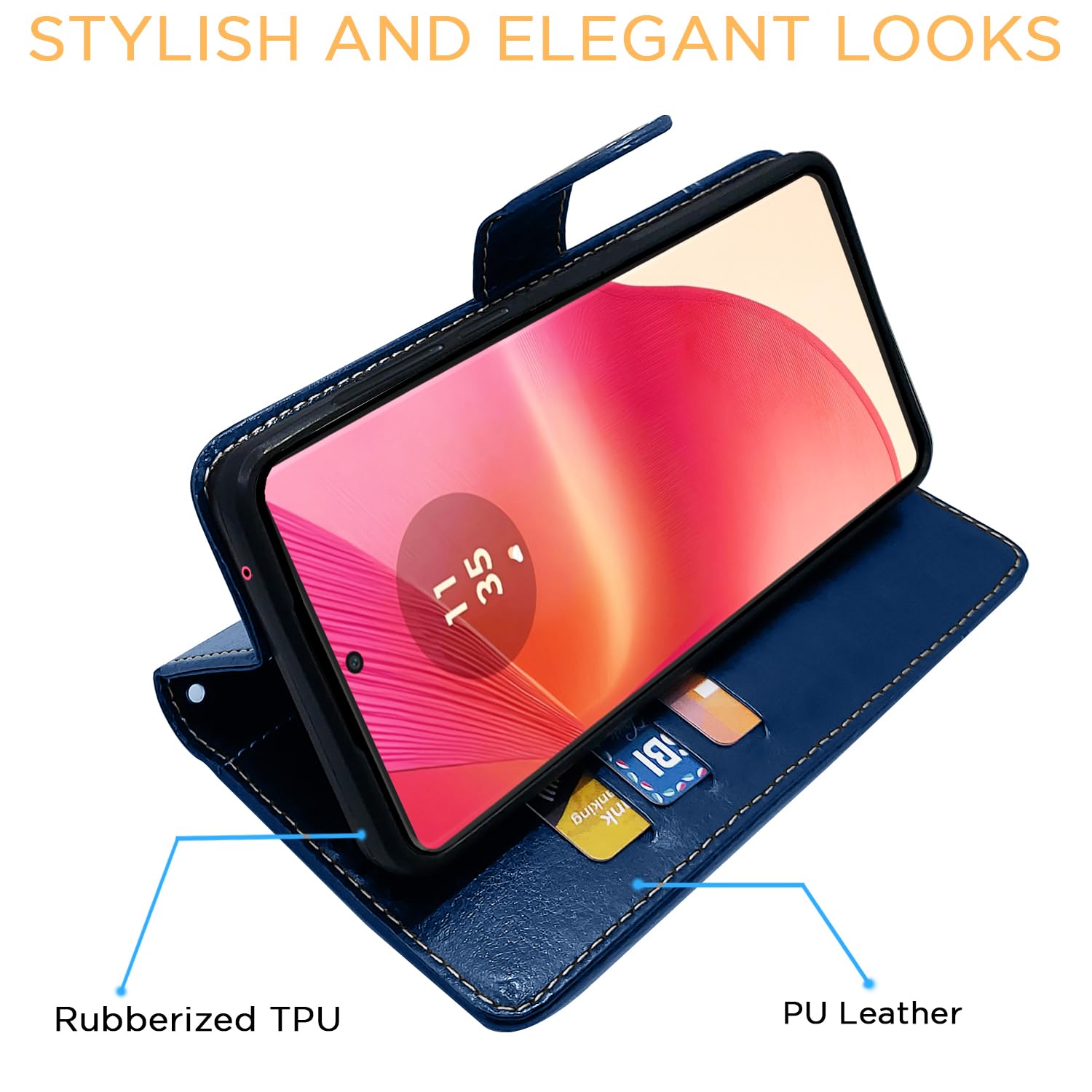 Pikkme blue & brown Magnetic flip cover for Moto Edge 50 Fusion/G96 5G – photo 5