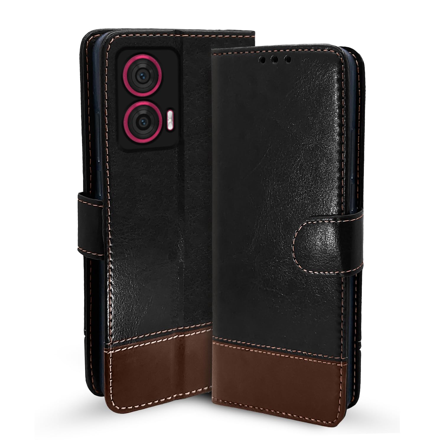 Black & brown Magnetic flip case for Moto Edge 50 Fusion/G96 5G – Pikkme