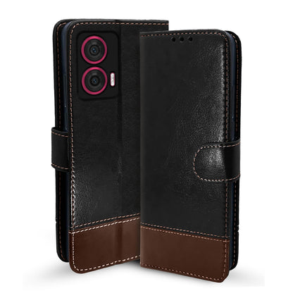 Black & brown Magnetic flip case for Moto Edge 50 Fusion/G96 5G – Pikkme
