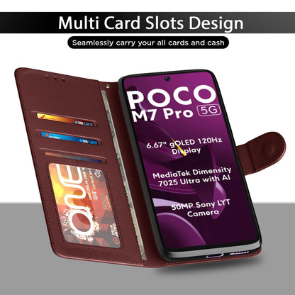 Pikkme brown Wallet wallet flip cover for POCO M7 Pro 5G – photo 5