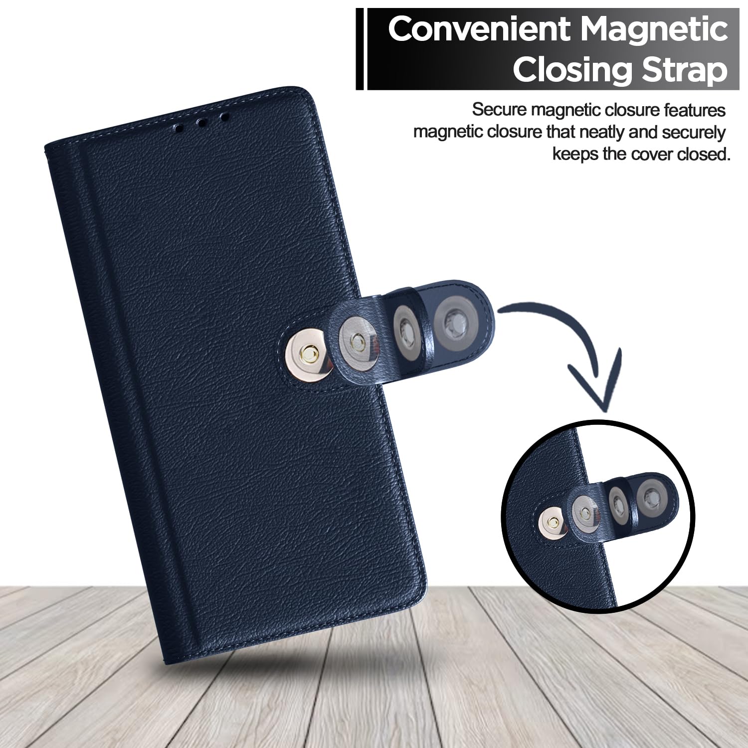 Pikkme blue Button wallet flip cover for Oppo A16 – photo 6
