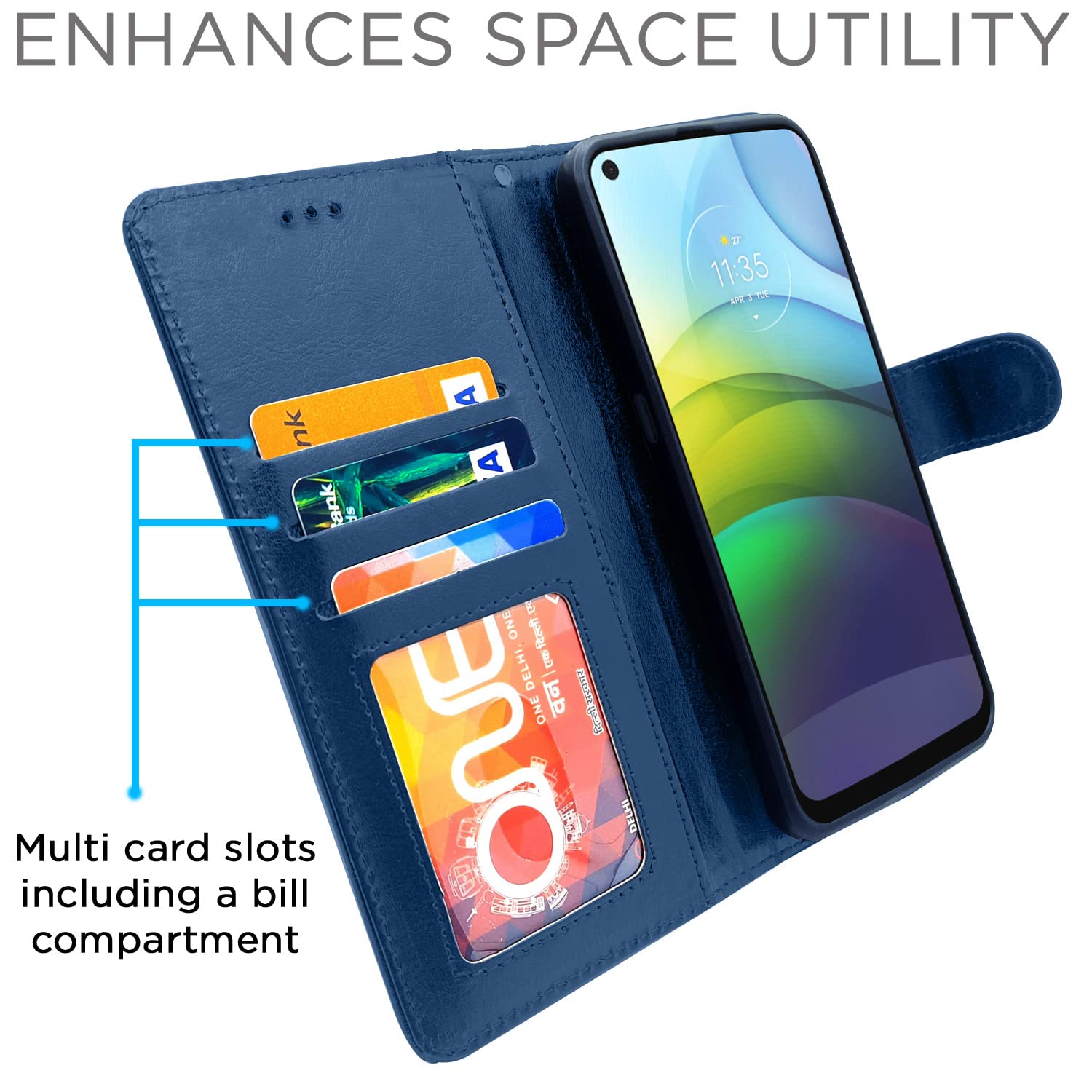 Pikkme Moto G9 Power blue mobile flip cover – photo 3