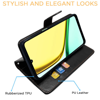 Realme C61/Narzo N61 wallet flip cover in black & brown by Pikkme – photo 5