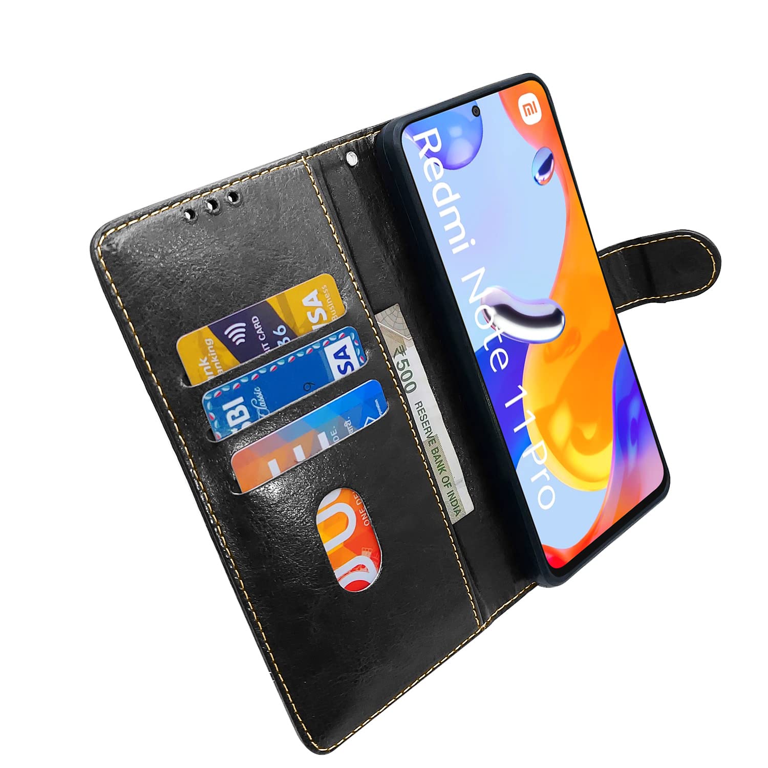 Black & brown mobile flip cover for Redmi Note 11 Pro/Pro Plus 5G – Pikkme – photo 3