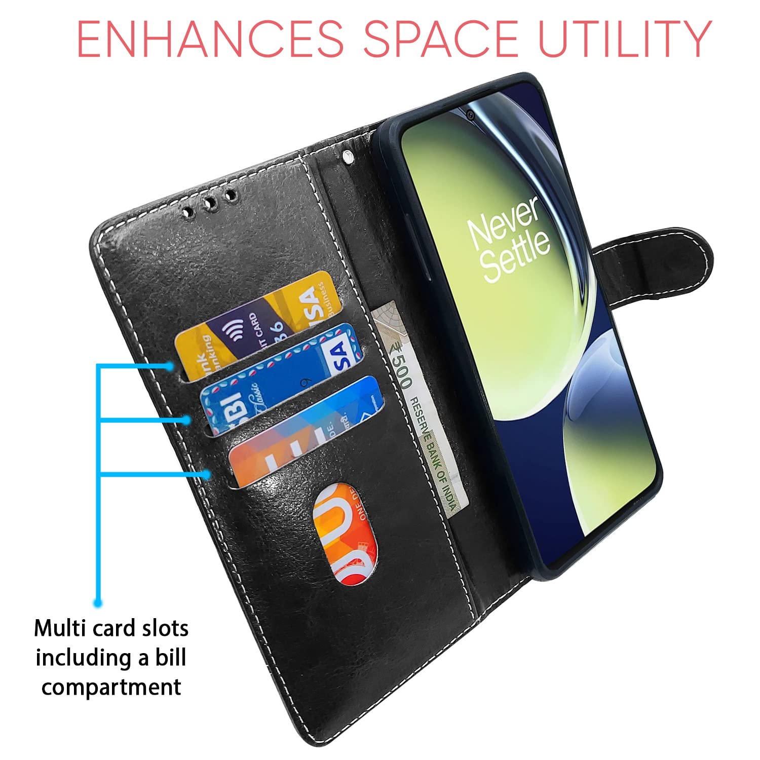 Black & brown Magnetic mobile flip cover for OnePlus Nord CE 3 Lite 5G – Pikkme – photo 4