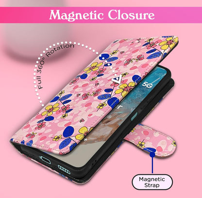 Pikkme Samsung Galaxy M35 5G Flower Flip Cover (Pink)