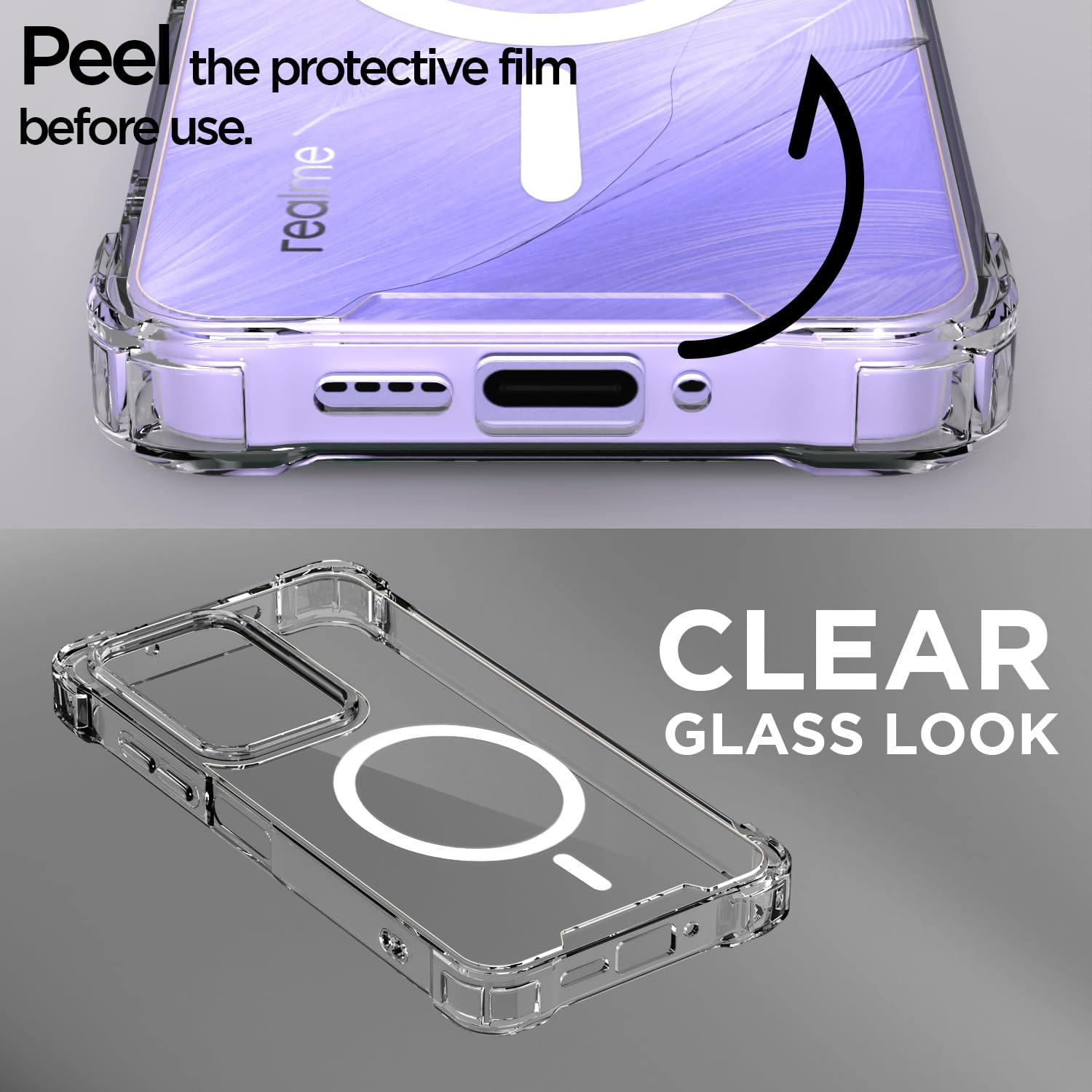 Realme Narzo 90X/C85/15X 5G back cover in transparent mag-safe by Pikkme – photo 3