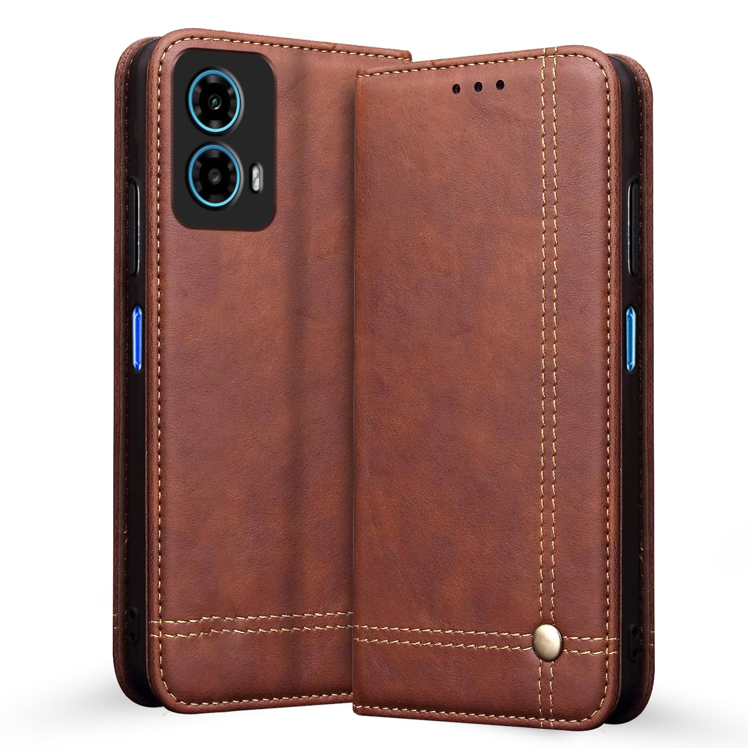 Pikkme Motorola Moto G24 Power Premium Leather Magnetic Flip Cover (Brown)
