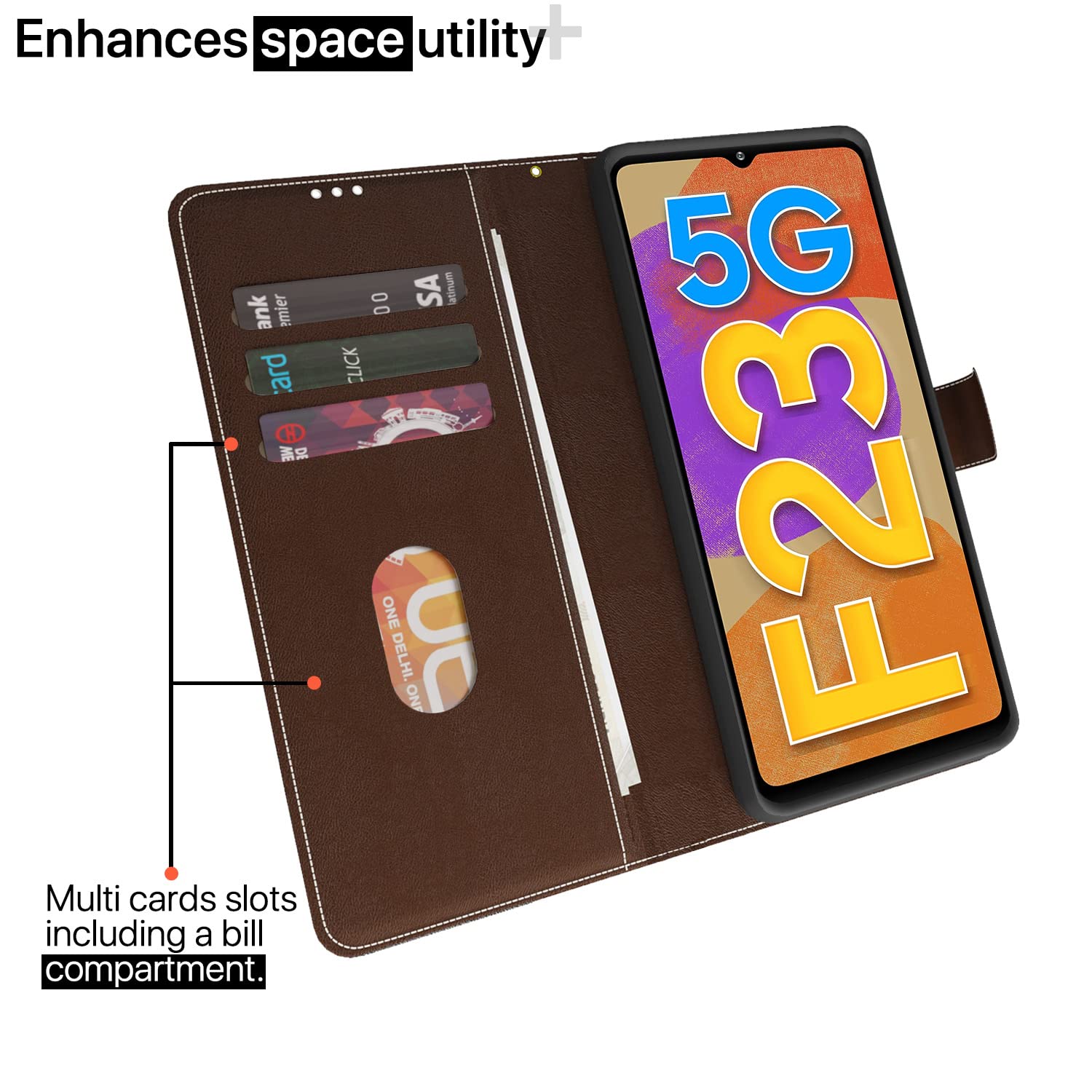 Pikkme brown & coffee mobile flip cover for Samsung F23 5G – photo 2