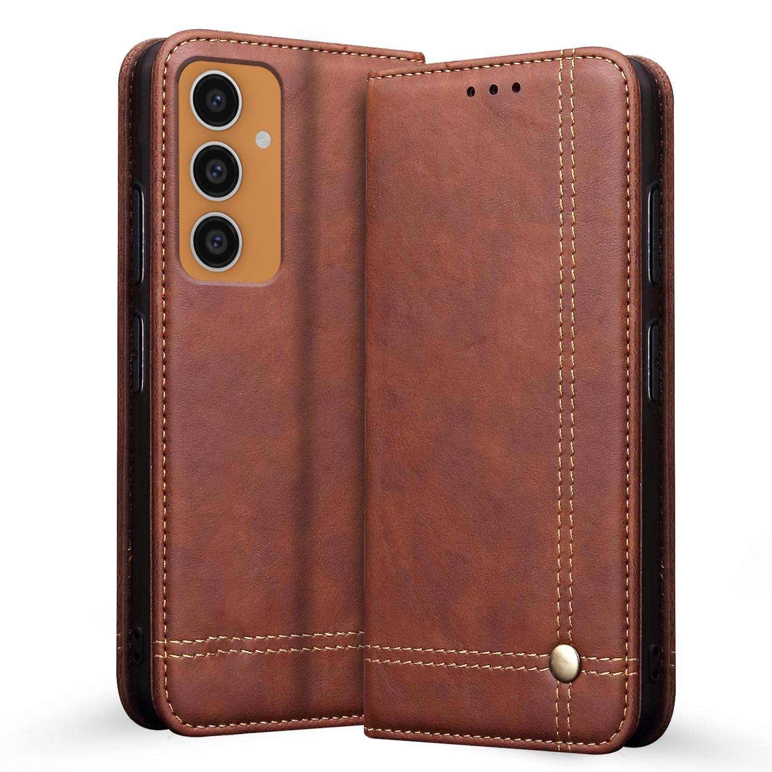 Samsung S23 FE 5G Magnetic wallet flip cover in brown by Pikkme