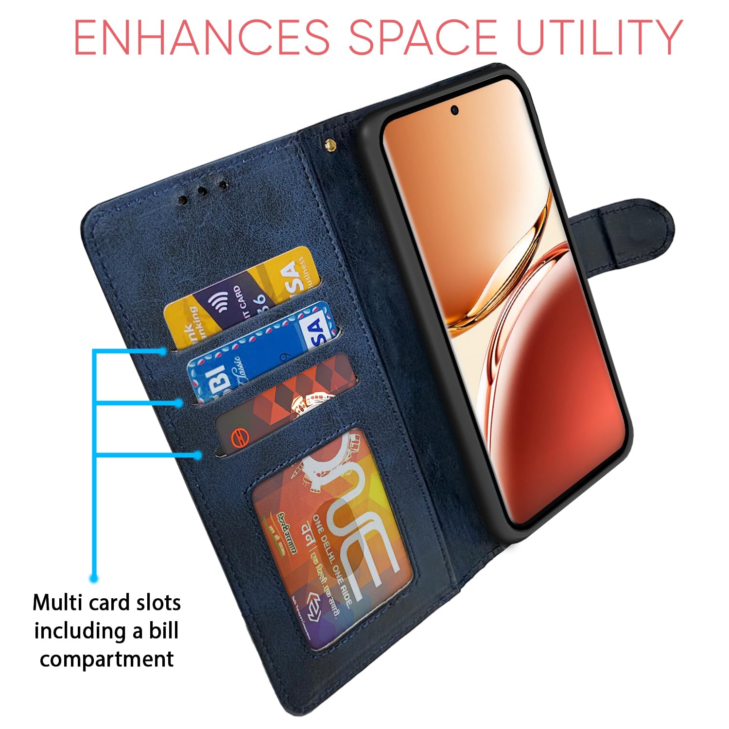 Navy & light blue Magnetic flip case for Oppo F27 Pro Plus 5G – Pikkme – photo 5