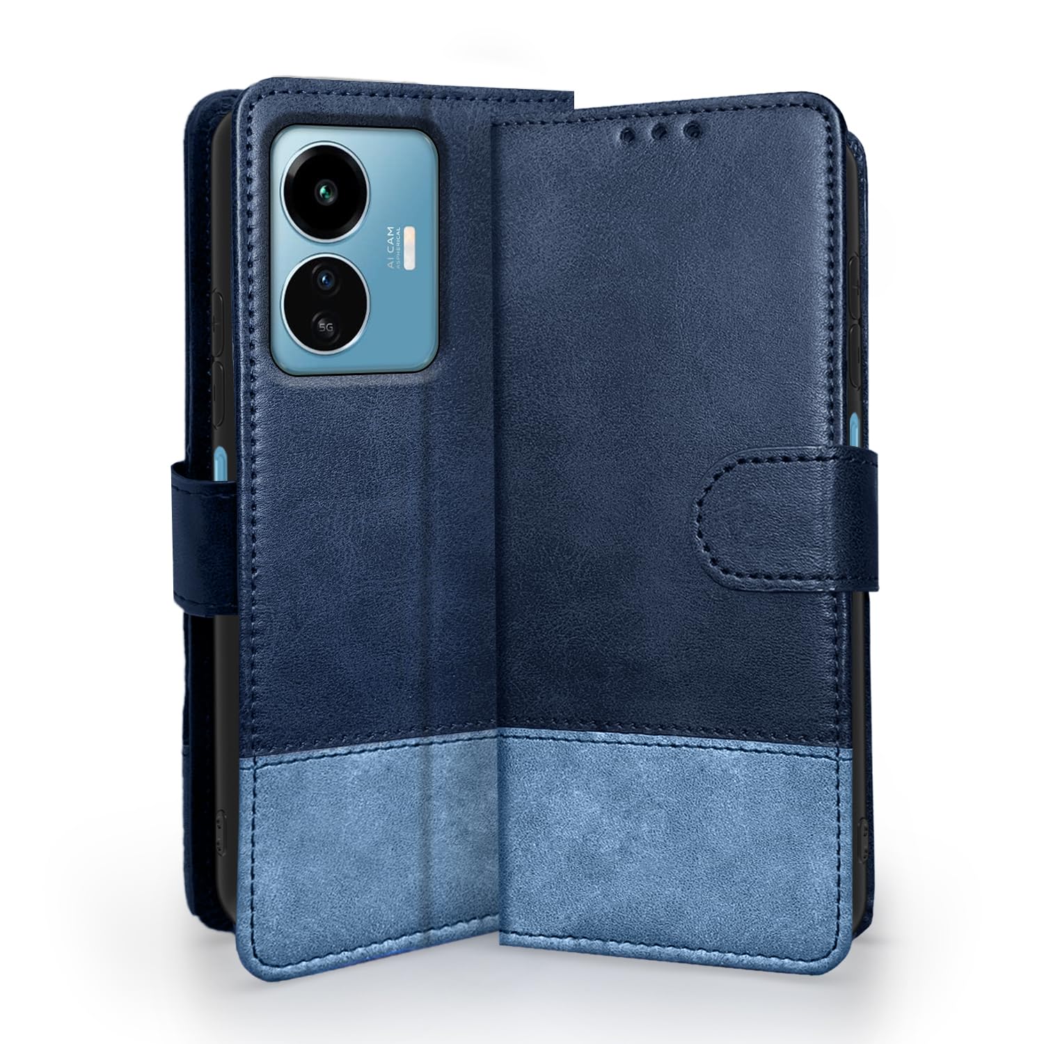 Pikkme iQOO Z6 Lite 5G navy & light blue flip cover