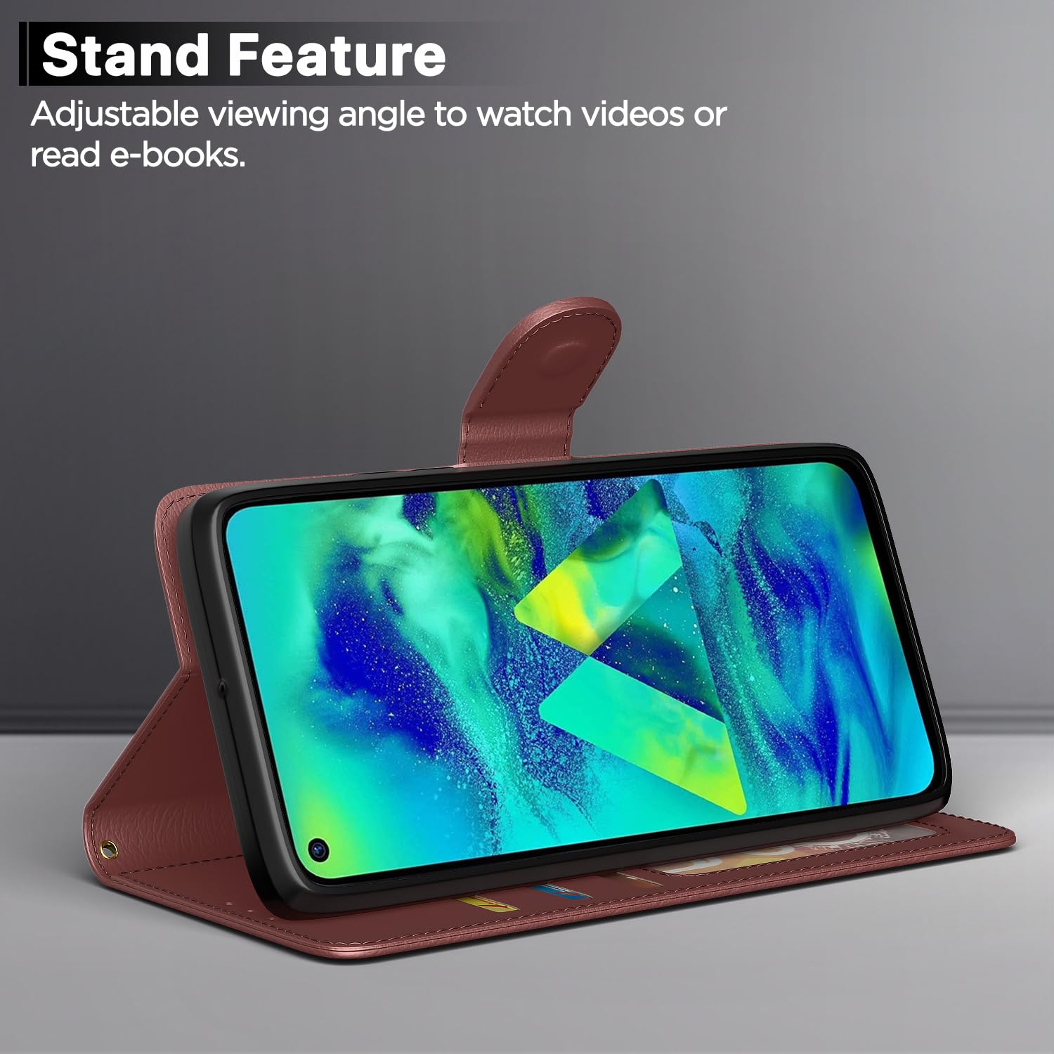 Samsung M40 wallet flip cover in brown by Pikkme – photo 3