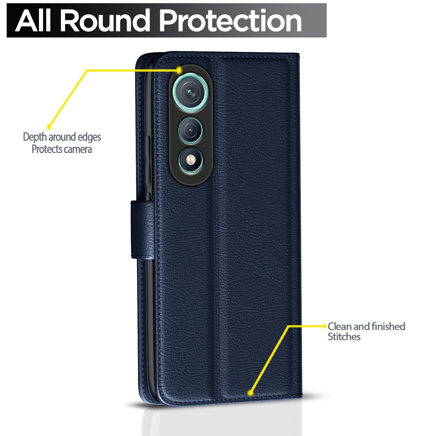 Pikkme Tecno Pova Curve 5G Premium Leather Finish Vintage Flip Cover (Blue)