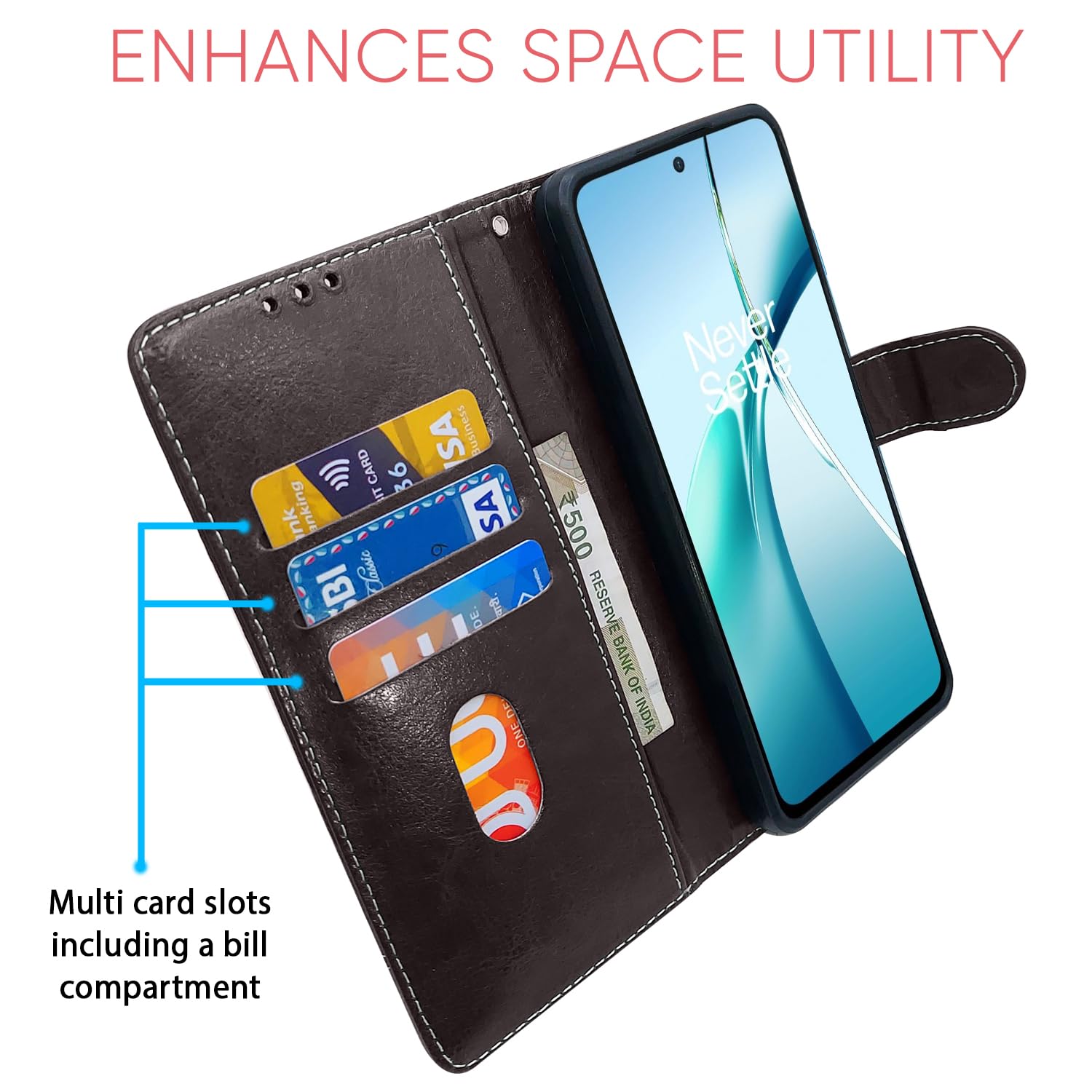OnePlus Nord CE 4 Lite 5G flip cover in coffee & brown by Pikkme – photo 4