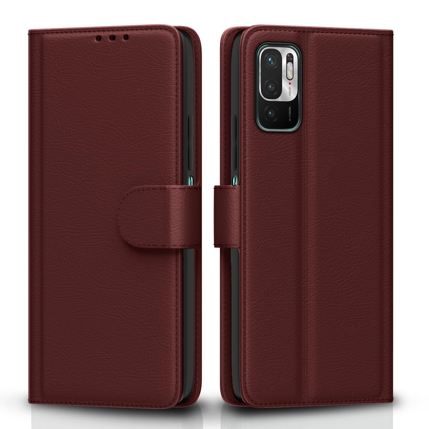 Redmi Note 10T/Poco M3 Pro 5G Wallet mobile flip cover in brown by Pikkme