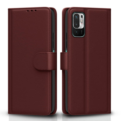 Redmi Note 10T/Poco M3 Pro 5G Wallet mobile flip cover in brown by Pikkme