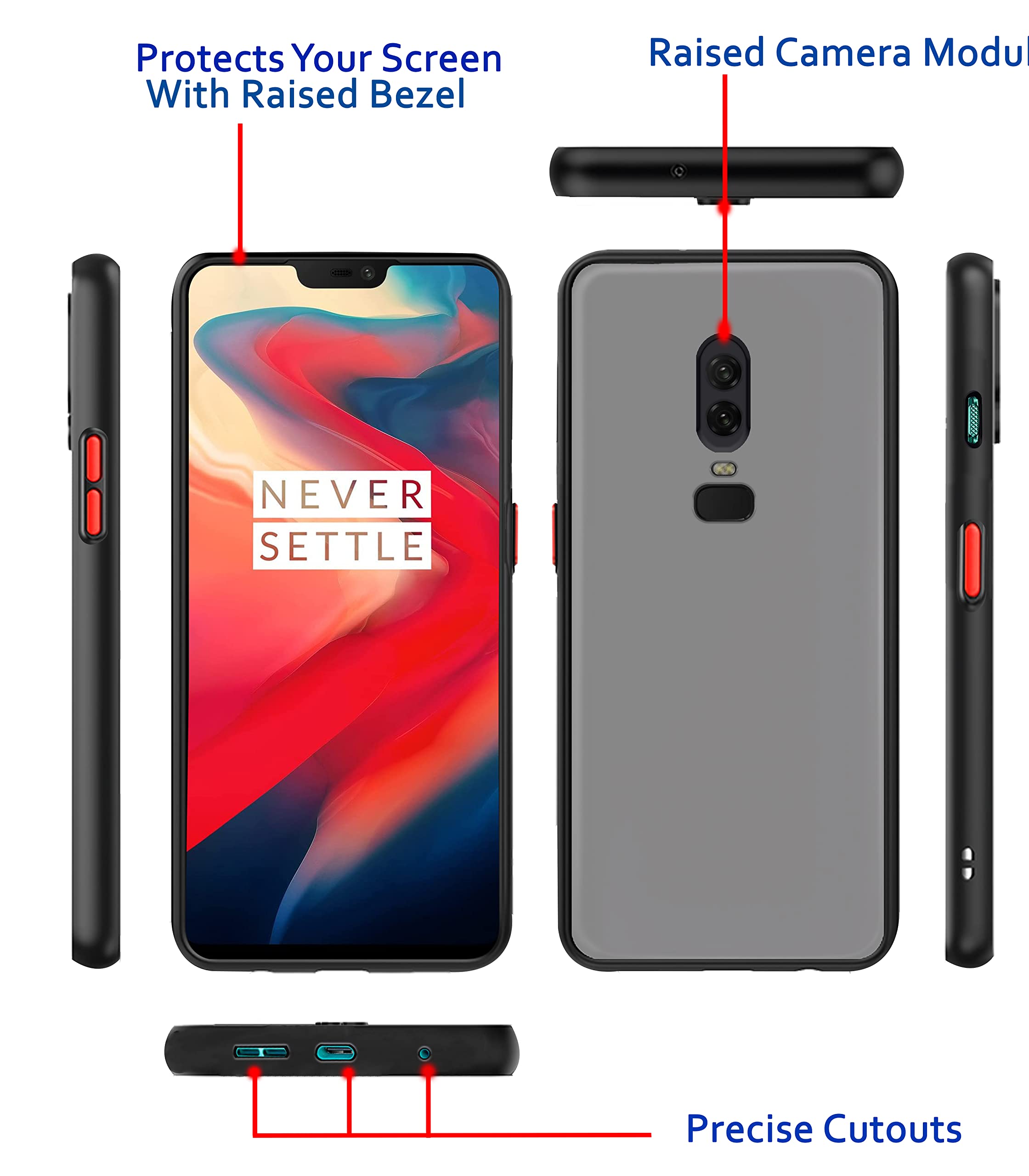 OnePlus 6 back cover in thermoplastic polyurethane, black by Pikkme – photo 3