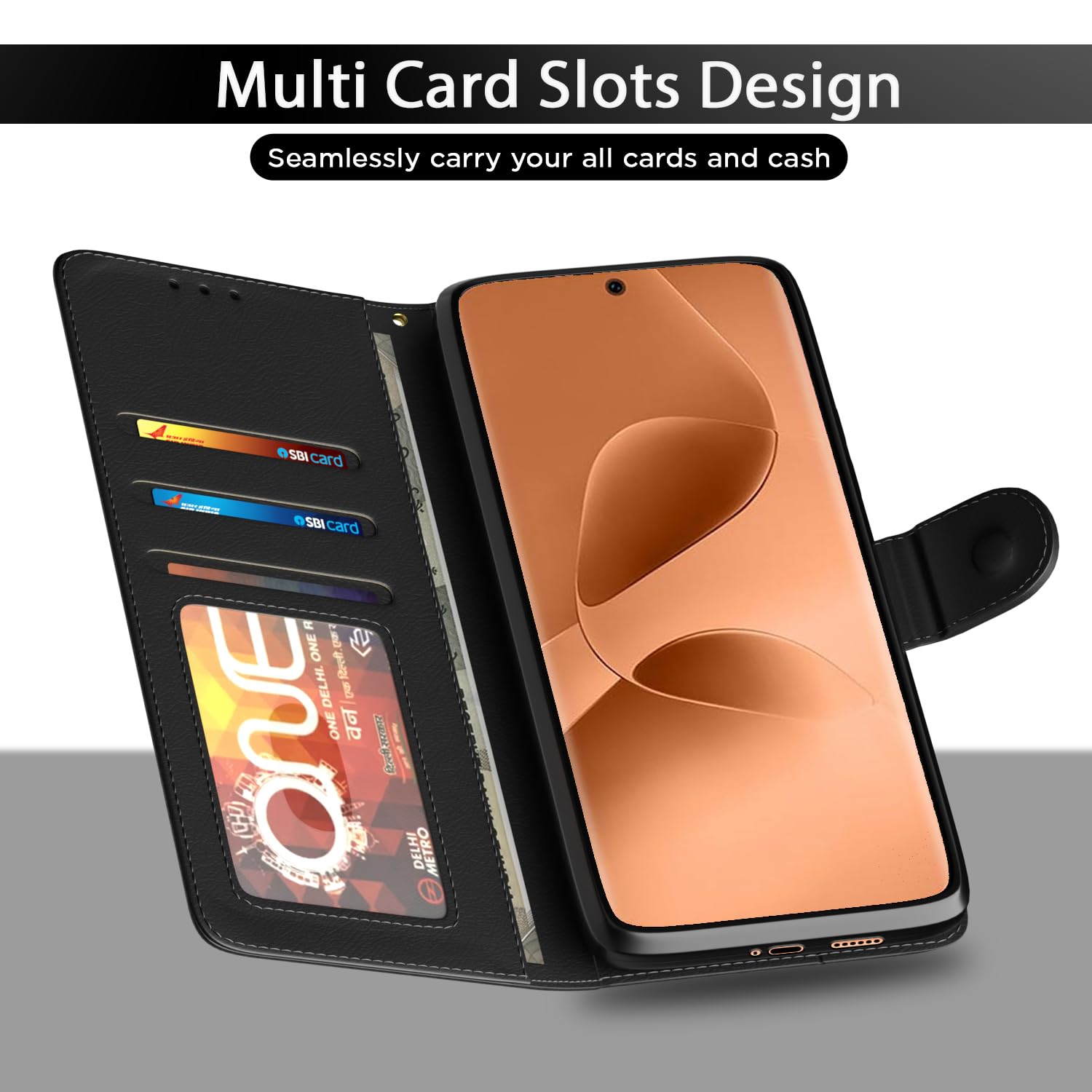 Infinix Note Edge 5G Wallet flip cover in black by Pikkme – photo 4