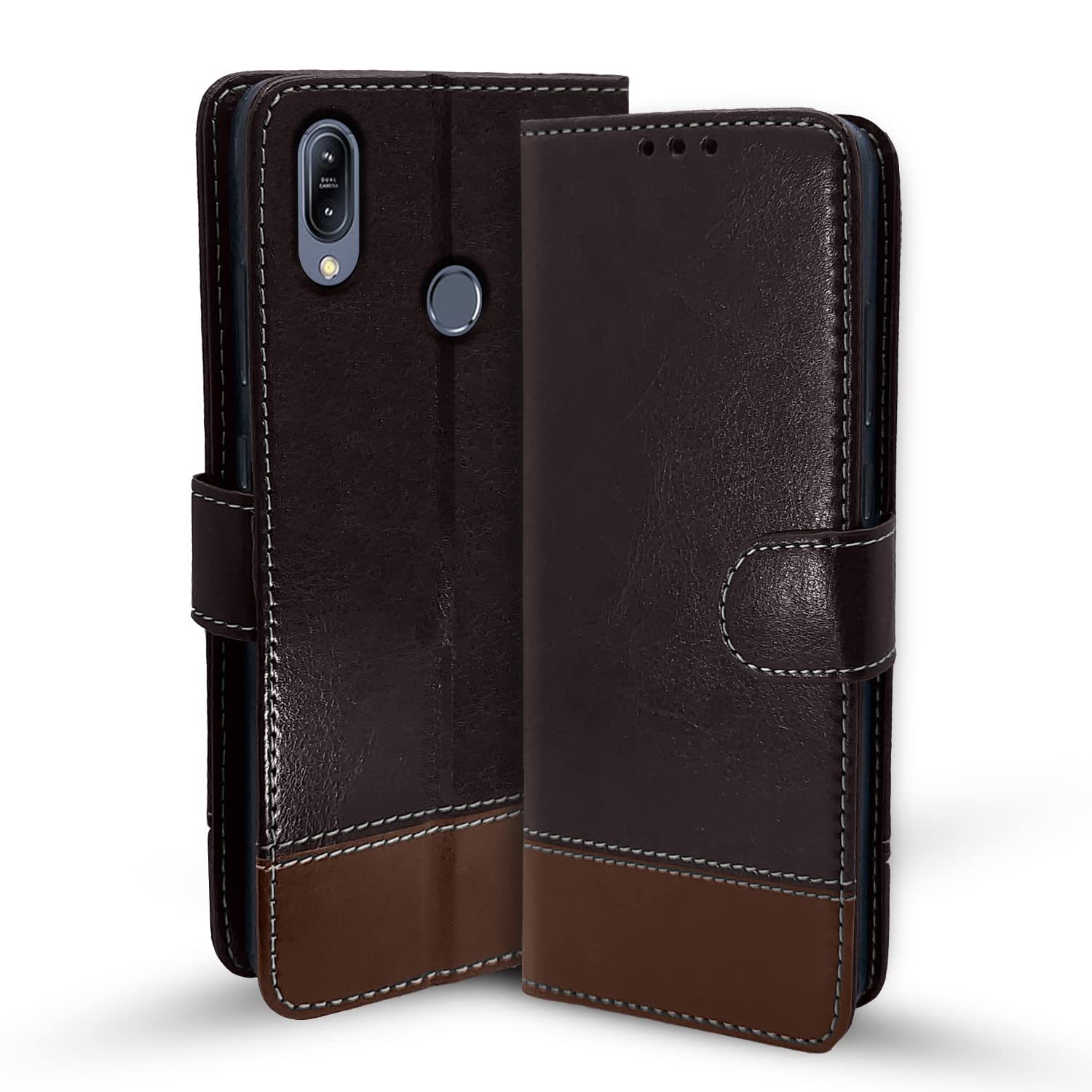 Asus Magnetic wallet flip cover in coffee & brown by Pikkme